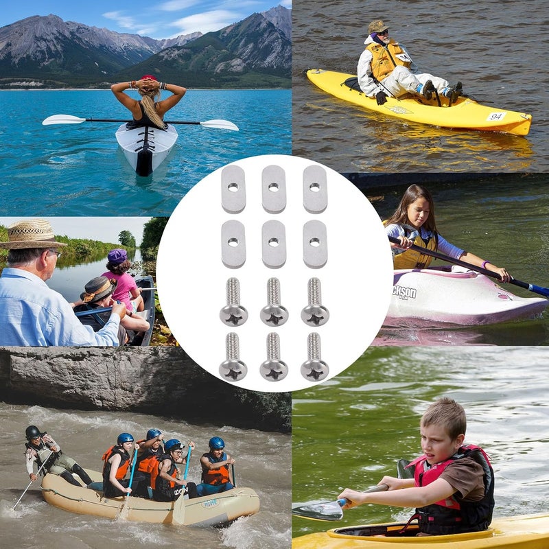 DoThisAllDay 304 Stainless Steel Kayak Rail/Track Screws 304 SS Track Nuts Kayak Hardware Mount Tie Down Eyelet Rail Kayak Mounting Screws Gear Mounting Replacement Kit for Kayaks Rails Screws Canoes Boats - Image 5